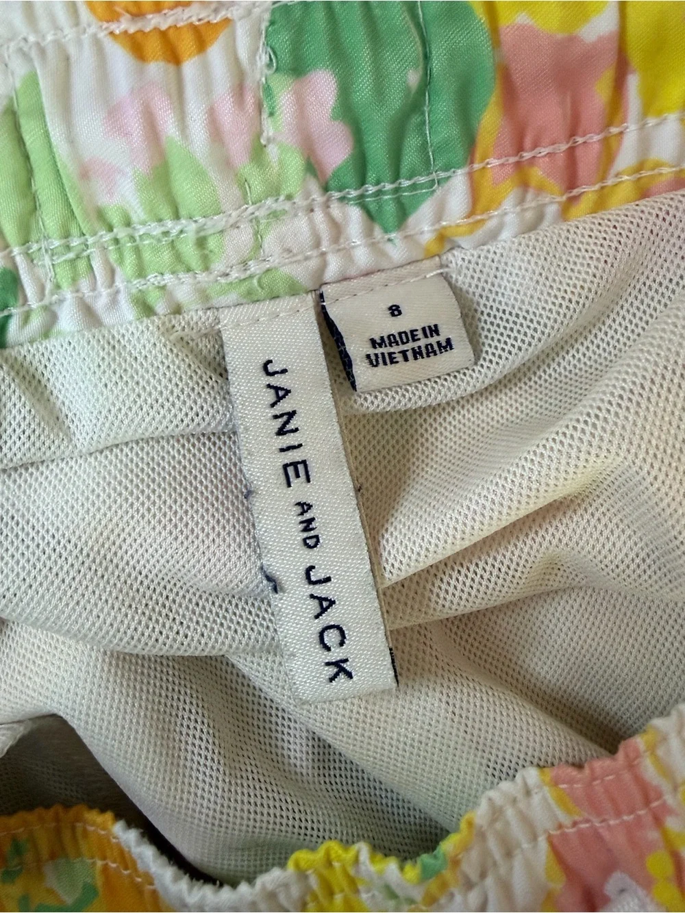 Janie and Jack Pastel Floral Swim Trunks - Yellow, Pink & Green - Size 8